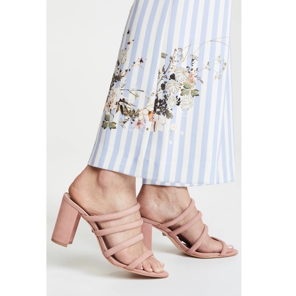 SCHUTZ Felisa Suede Block-Heel Strapy Sandals Pink Suede Size 10